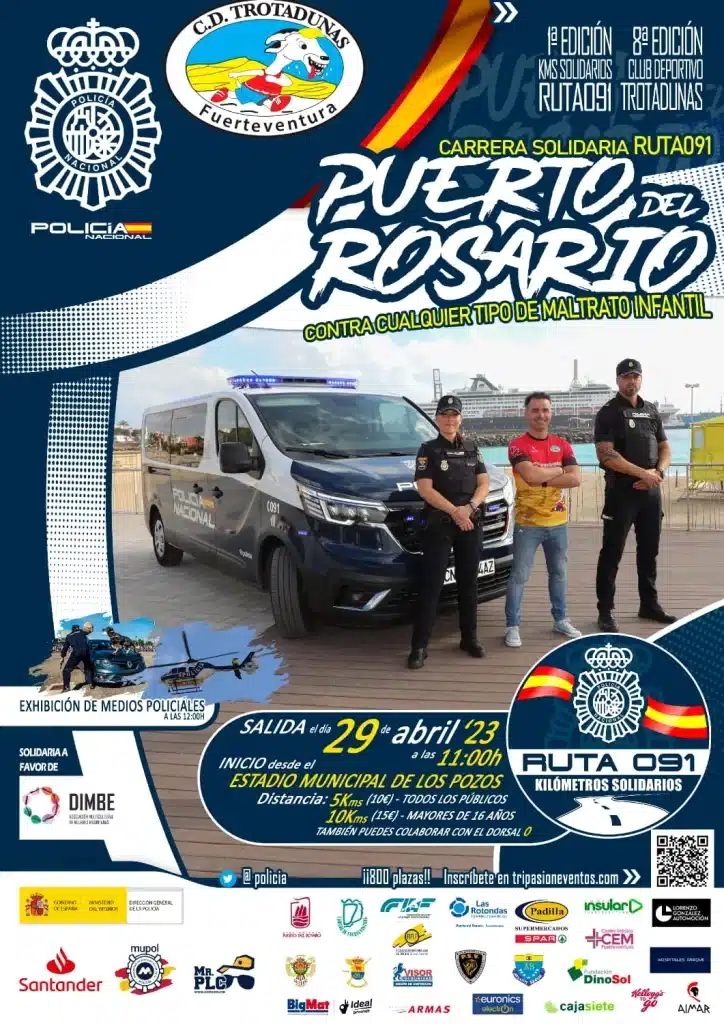 La Policía Nacional organiza la primera carrera solidaria «Ruta 091» en Puerto del Rosario, Fuerteventura.