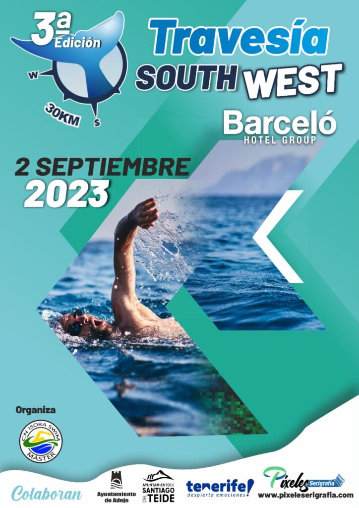 La III edición de la Travesía a Nado South West Tenerife Barceló está programada para el 2 de septiembre y se celebrará en Tenerife.