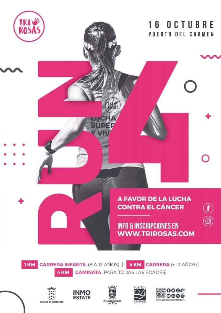El TriRosas Run 4 es una carrera popular no competitiva de 4 km que se lleva a cabo en Puerto del Carmen, Lanzarote.