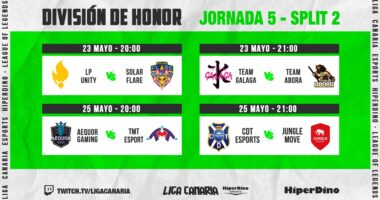 La quinta jornada de la División de Honor de LO de la Liga Canaria Esports HiperDino nos brindó una emocionante serie de enfrentamientos.