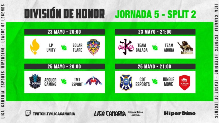 La quinta jornada de la División de Honor de LO de la Liga Canaria Esports HiperDino nos brindó una emocionante serie de enfrentamientos.