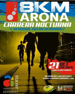 La V Carrera Nocturna Arona Casco 2023, organizada por el Patronato de Deportes del Ayuntamiento de Arona, el sábado 21 de octubre.