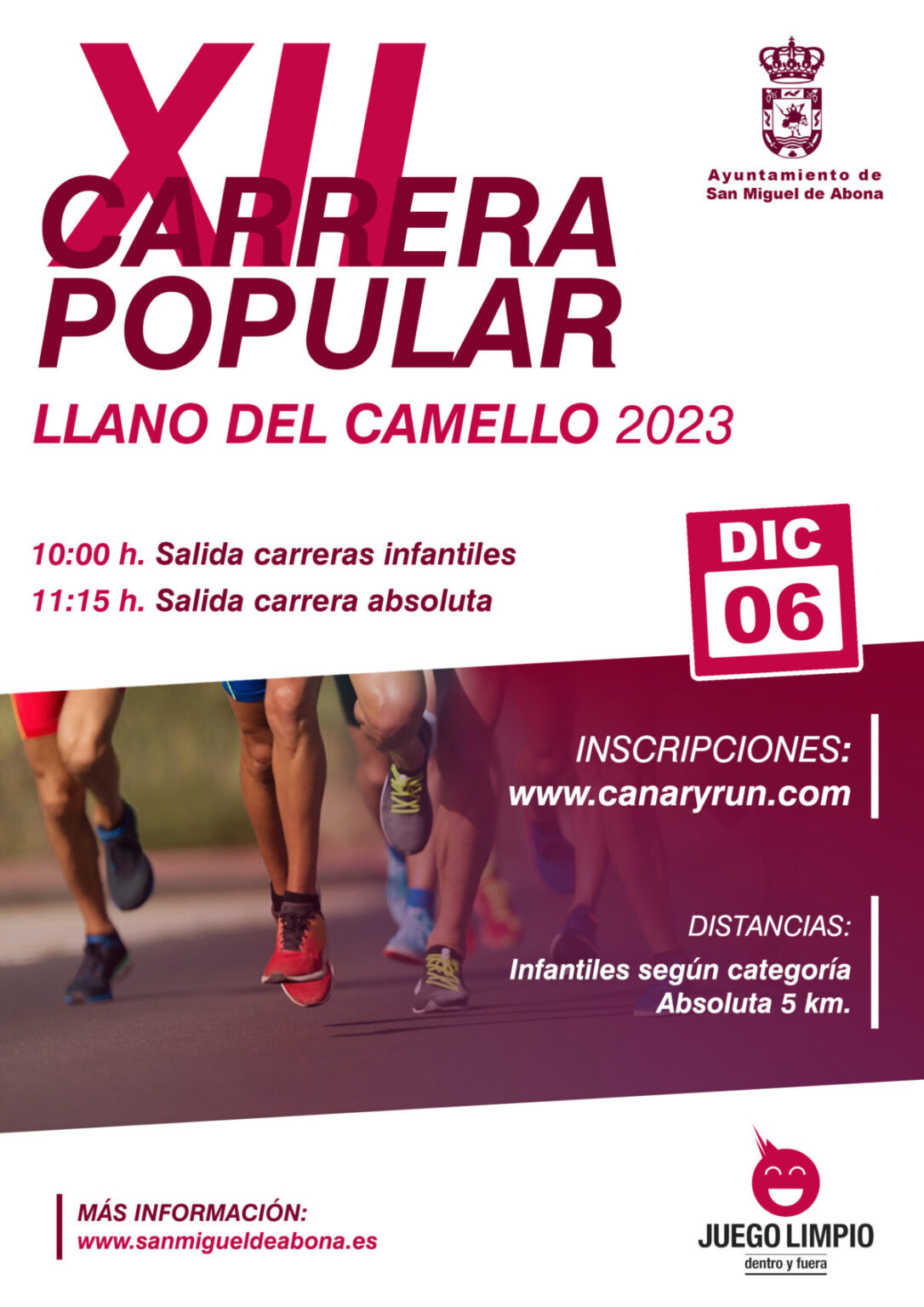 El Ayuntamiento de San Miguel de Abona anuncia la duodécima edición de la Carrera Popular de Llano del Camello.