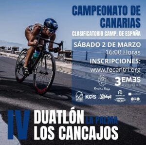 El IV Duatlón Los Cancajos se celebrará este sábado 2 de marzo, a las 16.00 horas, junto a la Playa de los Cancajos, en la isla de La Palma.