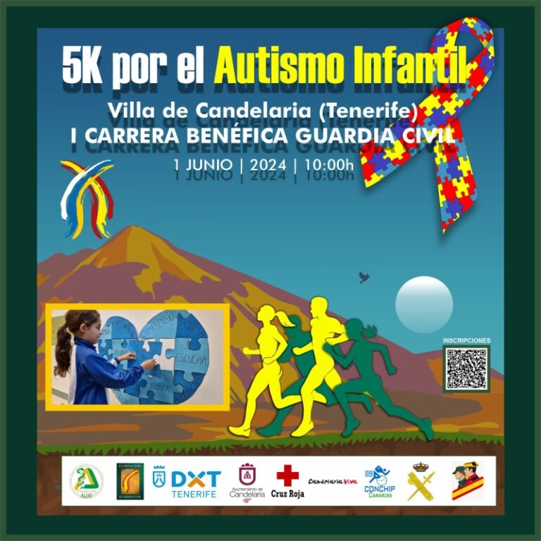 El 1 de junio será, en Candelaria, los 5k por el autismo infantil. Es parte del Calendario de la Federación Tinerfeña de Atletismo.