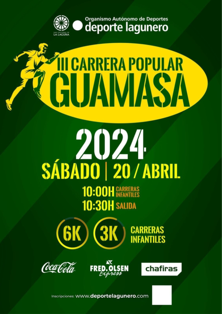 El 20 de abril se celebrará la III Carrera Popular Guamasa, en Tenerife. El evento está organizado por el OAD del Ayuntamiento de La Laguna