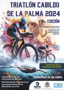 El V Triatlón de La Palma tendrá lugar el próximo domingo, 28 de abril, en el municipio de Los Llanos de Aridane.