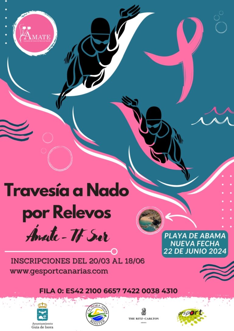 La travesía a nado por relevos AMATE Tenerife SUR se llevó a cabo el sábado 22 de junio de 2024 en la playa de Abama.