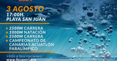 El próximo 3 de agosto a las 17:00 horas, Guía de Isora se convertirá en el escenario del X Acuatlón Playa San Juan,