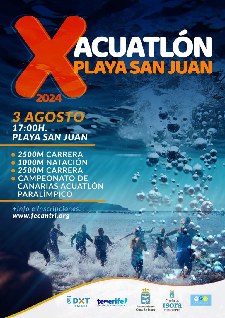 El próximo 3 de agosto a las 17:00 horas, Guía de Isora se convertirá en el escenario del X Acuatlón Playa San Juan,