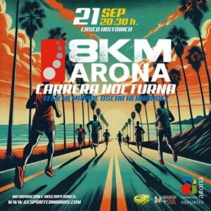 El 21 de septiembre, las calles de Arona se llenarán para la sexta edición de la Carrera Nocturna Arona Casco 8K.