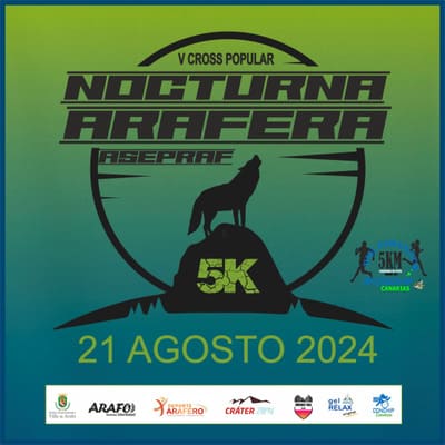 La Concejalía de Deportes del Ayuntamiento de Arafo se complace en anunciar la V 5K Nocturna Arafera el miércoles 21 de agosto.