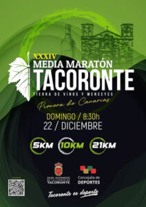 XXXIV edición de la Media Maratón Ciudad de Tacoronte, la prueba de media maratón más antigua de Canarias.