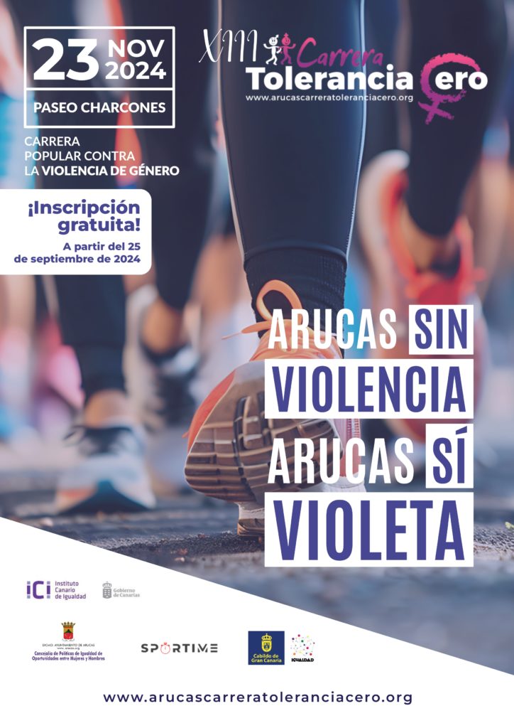 El próximo 23 de septiembre de 2024, Arucas acogerá la XIII edición de la Carrera Tolerancia Cero contra la violencia de género.