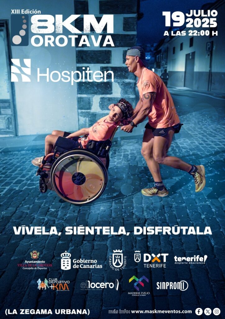 La Villa de La Orotava volverá a vestirse de gala la noche del sábado 19 de julio con la XIII edición de la Hospiten 8KM Orotava