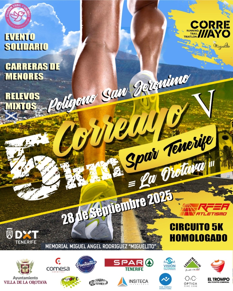 La V edición de la “Carrera Solidaria 5K Correayo Spar Tenerife” se celebrará el próximo 28 de septiembre de 2025