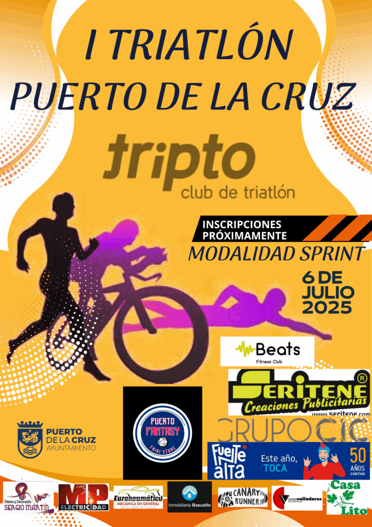 El próximo domingo 19 de octubre, el municipio tinerfeño de Puerto de la Cruz acogerá la primera edición del Triatlón Puerto de la Cruz