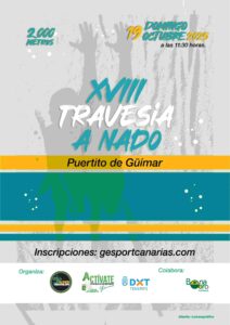 La XVIII Travesía a Nado Puertito de Güímar partirá desde el muelle del Puertito de Güímar, avanzando hacia el Club Náutico