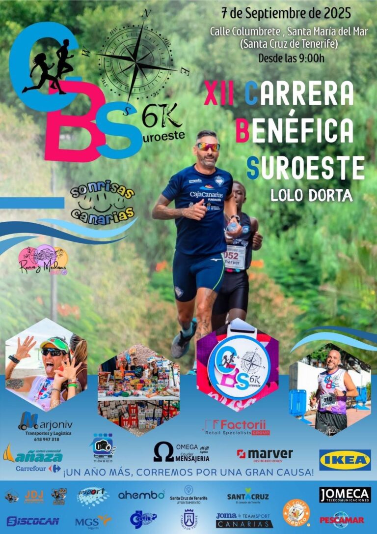 El domingo 7 de septiembre las calles del barrio tinerfeño de Santa María del Mar acogerán la XII Carrera Benéfica del Suroeste