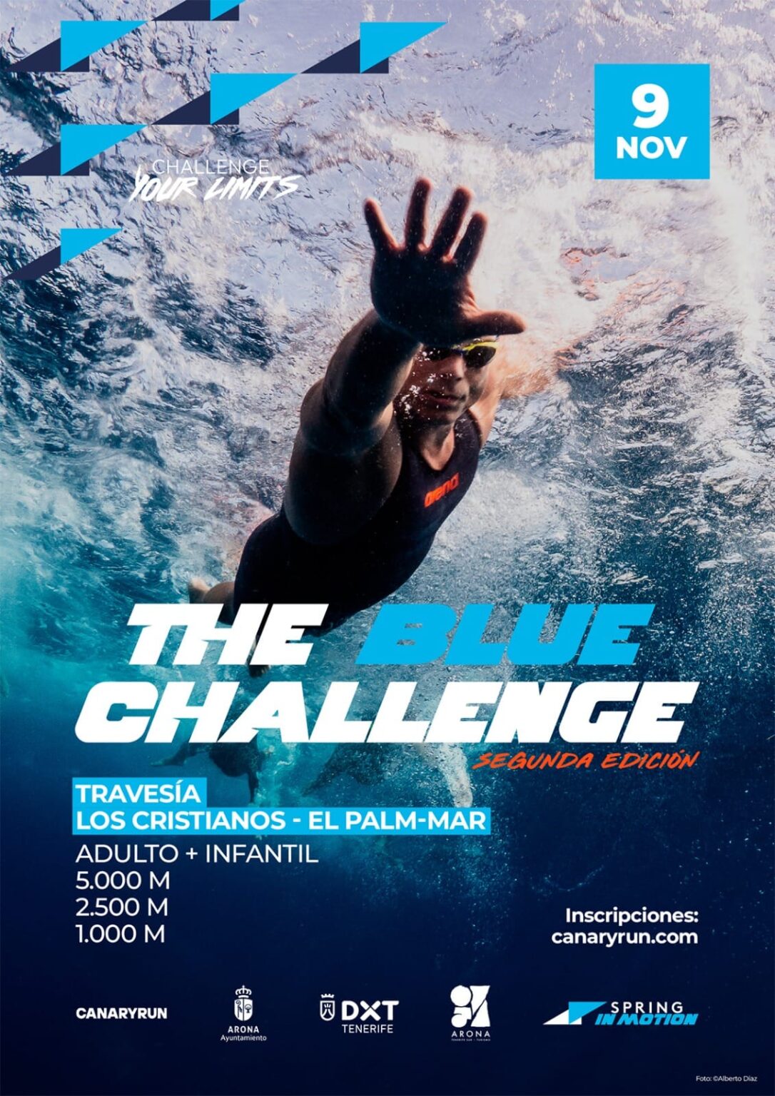 Las aguas del sur de Tenerife serán el escenario de la segunda edición de la Travesía a Nado The Blue Challenge