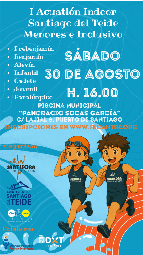 Puerto Santiago  acogerá la primera edición del Acuatlón Indoor Santiago del Teide para menores e inclusivo.