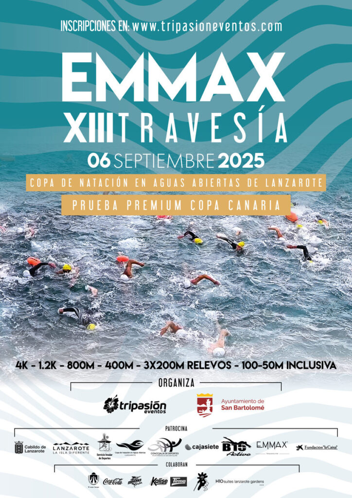 La isla de Lanzarote acogerá el sábado 6 de septiembre de 2025 una nueva edición de la Travesía a Nado EMMAX-Playa Honda