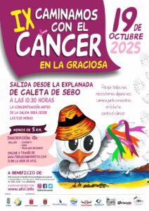 Ya está aquí. La novena edición de Caminamos con el Cáncer se celebrará el domingo 19 de octubre a las 10:30 de la mañana