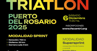 El VIII Triatlón Puerto del Rosario ya está aquí. Será el próximo sábado 6 de diciembre de 2025, con salida en la icónica Playa Chica.