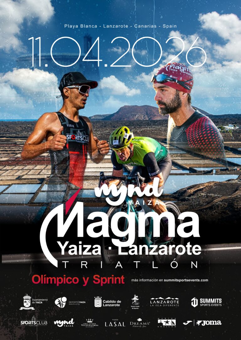 El sábado 11 de abril de 2026 con la celebración del MYND Magma Triatlón Lanzarote by Sports Club Puerto Calero.